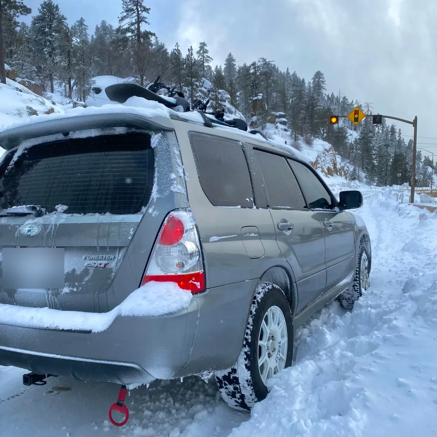 2007 subaru forester xt sports grey in snow
