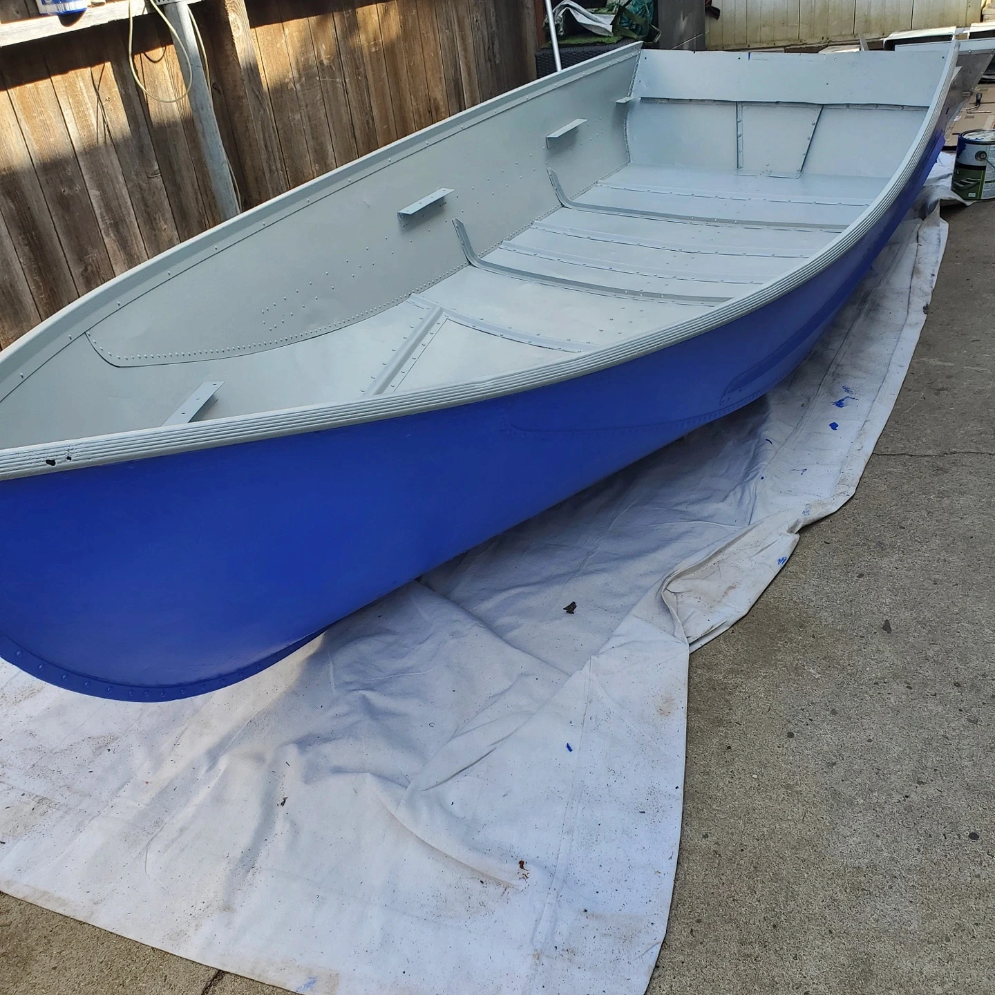 12 foot jon boat new blue and grey paint