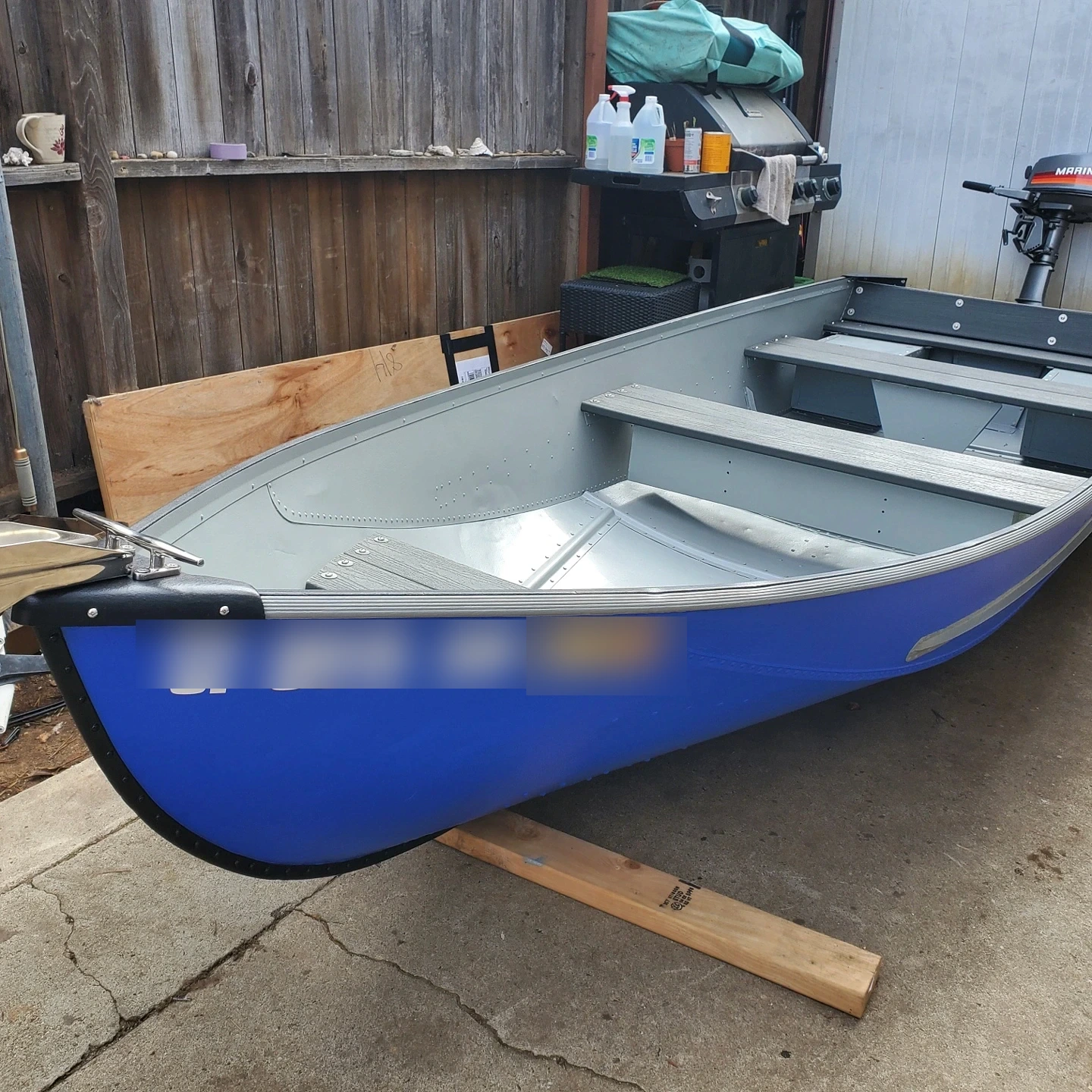 12 foot jon boat new blue and grey paint with grey seats